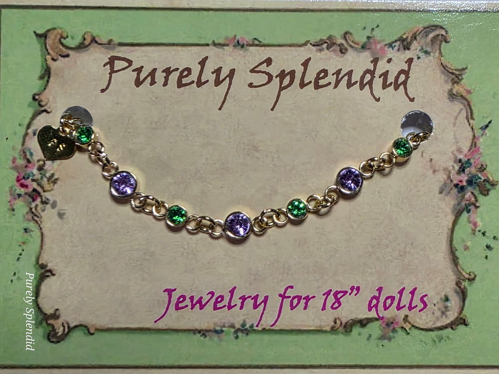Create Your Own Gold Bracelet with Light Purple and Green sparkling crystals