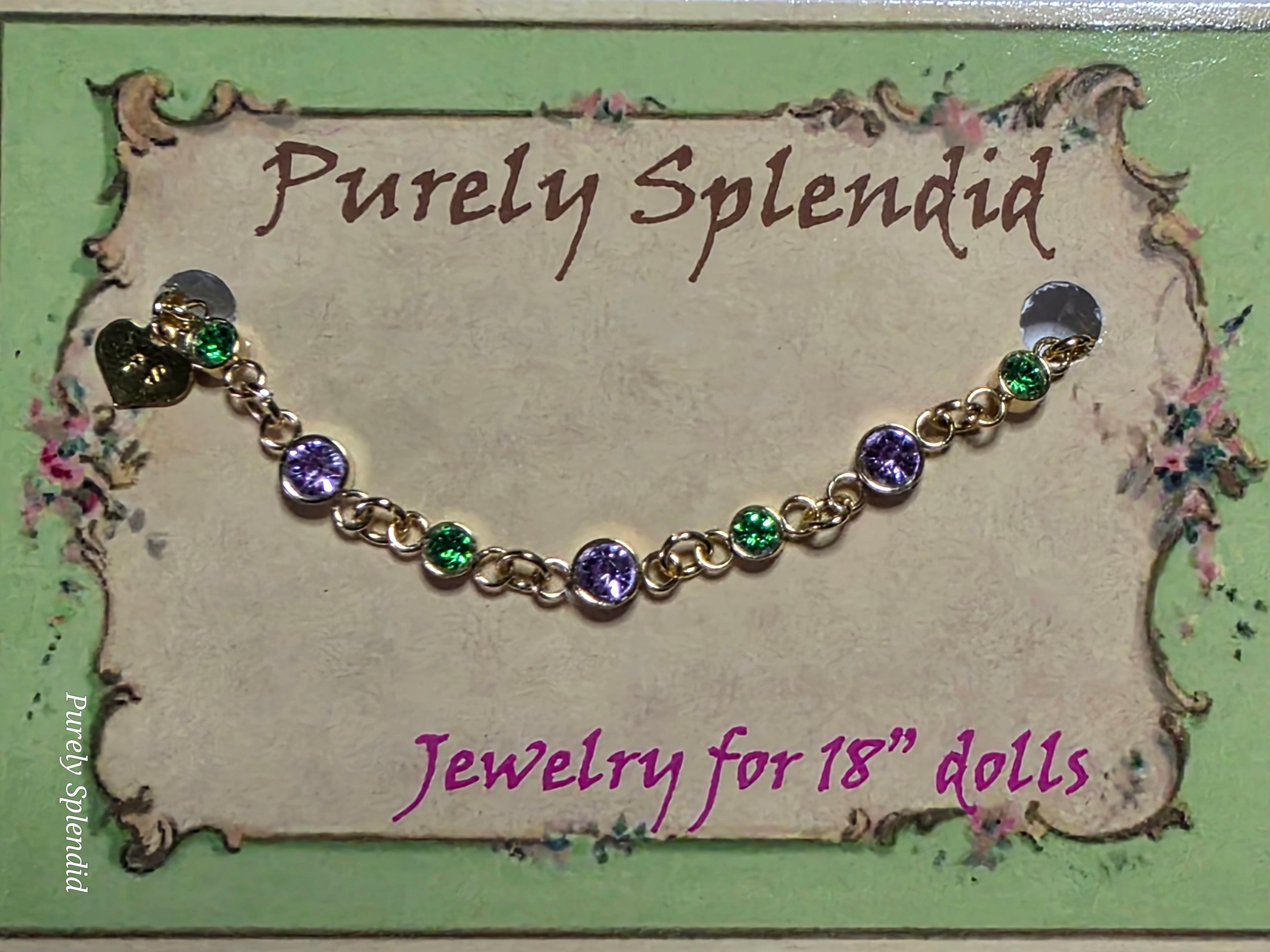 Create Your Own Gold Bracelet with Light Purple and Green sparkling crystals