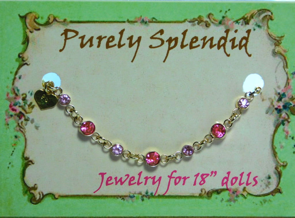 Create Your Own Sparkling Bracelet shown with large dark pink stones and small light pink stones