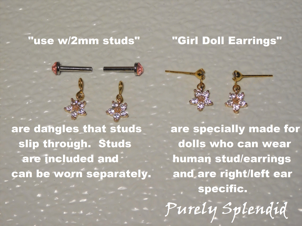 comparison of use with 2mm stud earrings and girl doll earrings