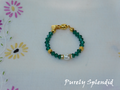 Crystal Evening Bracelet in dark green with gold base for 18 inch girl dolls

