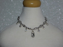 Load image into Gallery viewer, crystal necklace with crystal dangles and a large crystal teardrop center dangle

