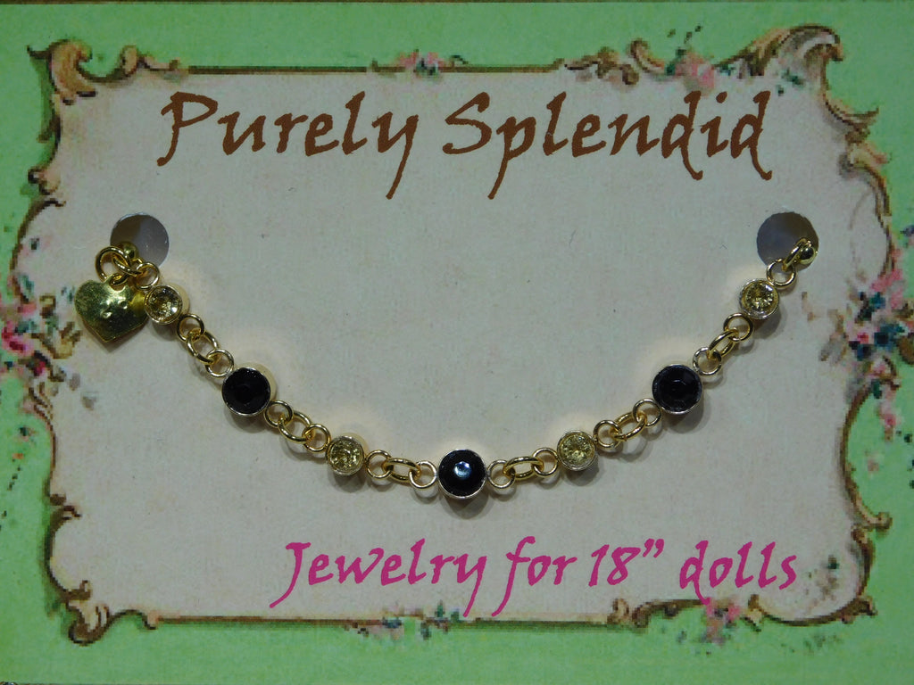 Create Your Own Colorful Sparkling Gold Bracelet with Crystal Small Stones and Black Medium Stones