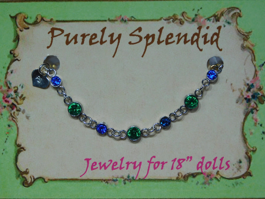 Create Your Own Colorful Sparkling Gold Bracelet with Dark Purple Small Stones and Green Medium Stones