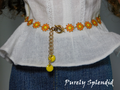 Orange daisy belt for 18 inch girl doll with toggle clasp American made | Purely Splendid
