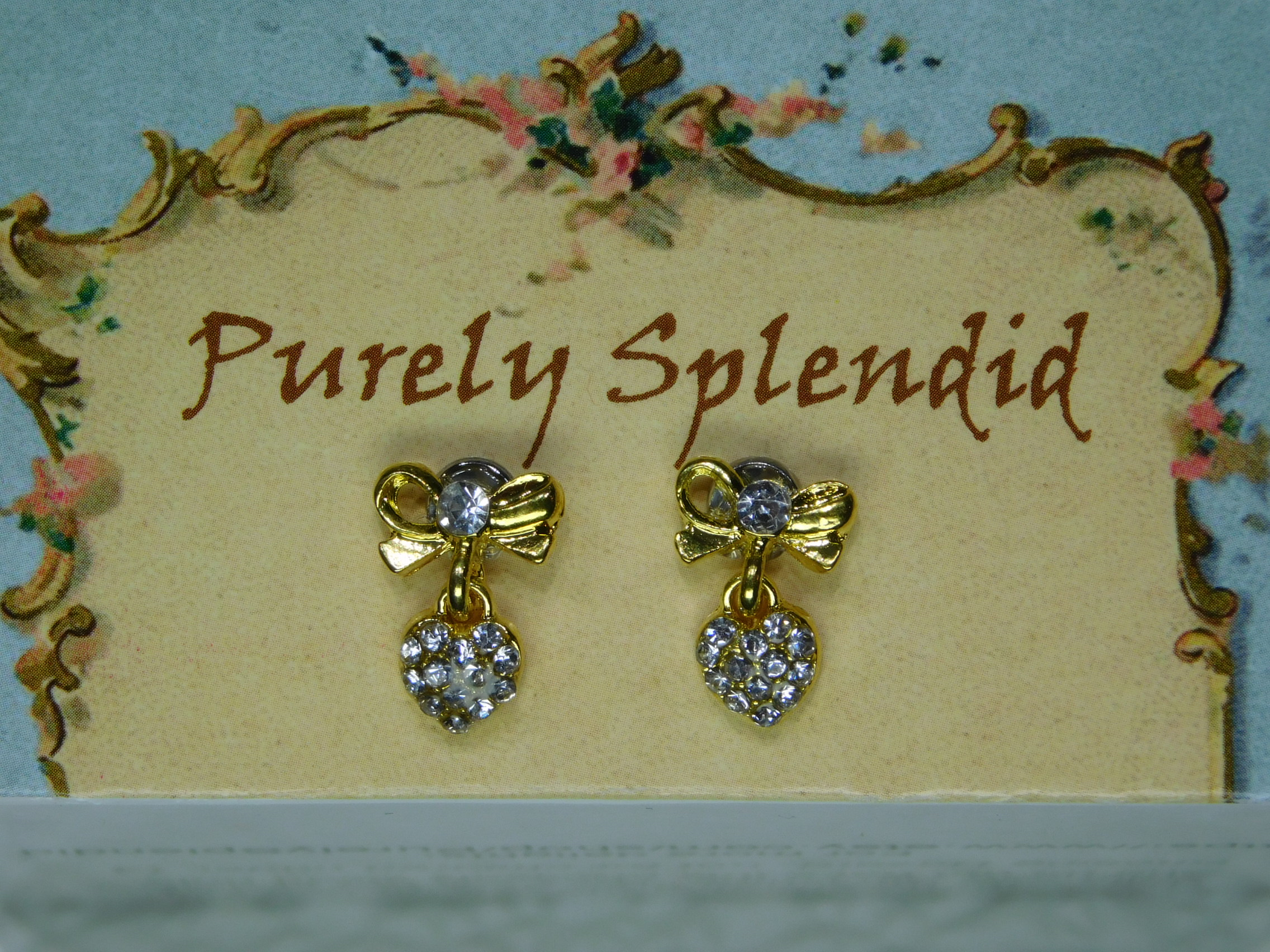 Sparkling Gold Bow Stud Earrings for dolls