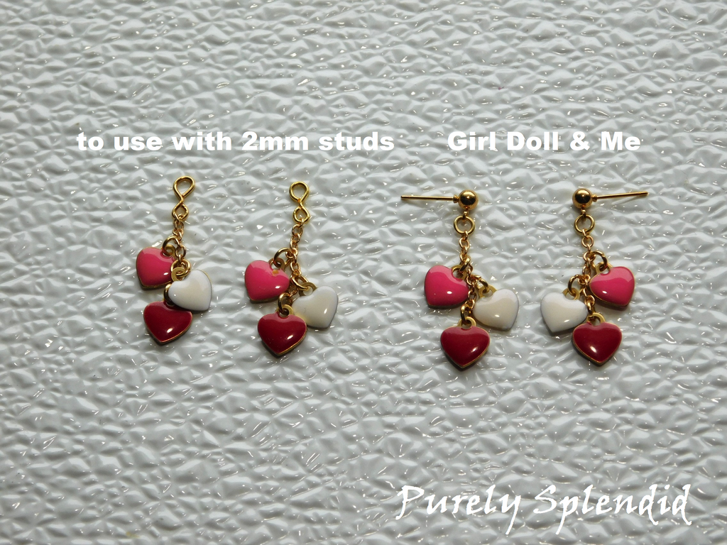 Dangling Valentine Earrings Doll and Girl