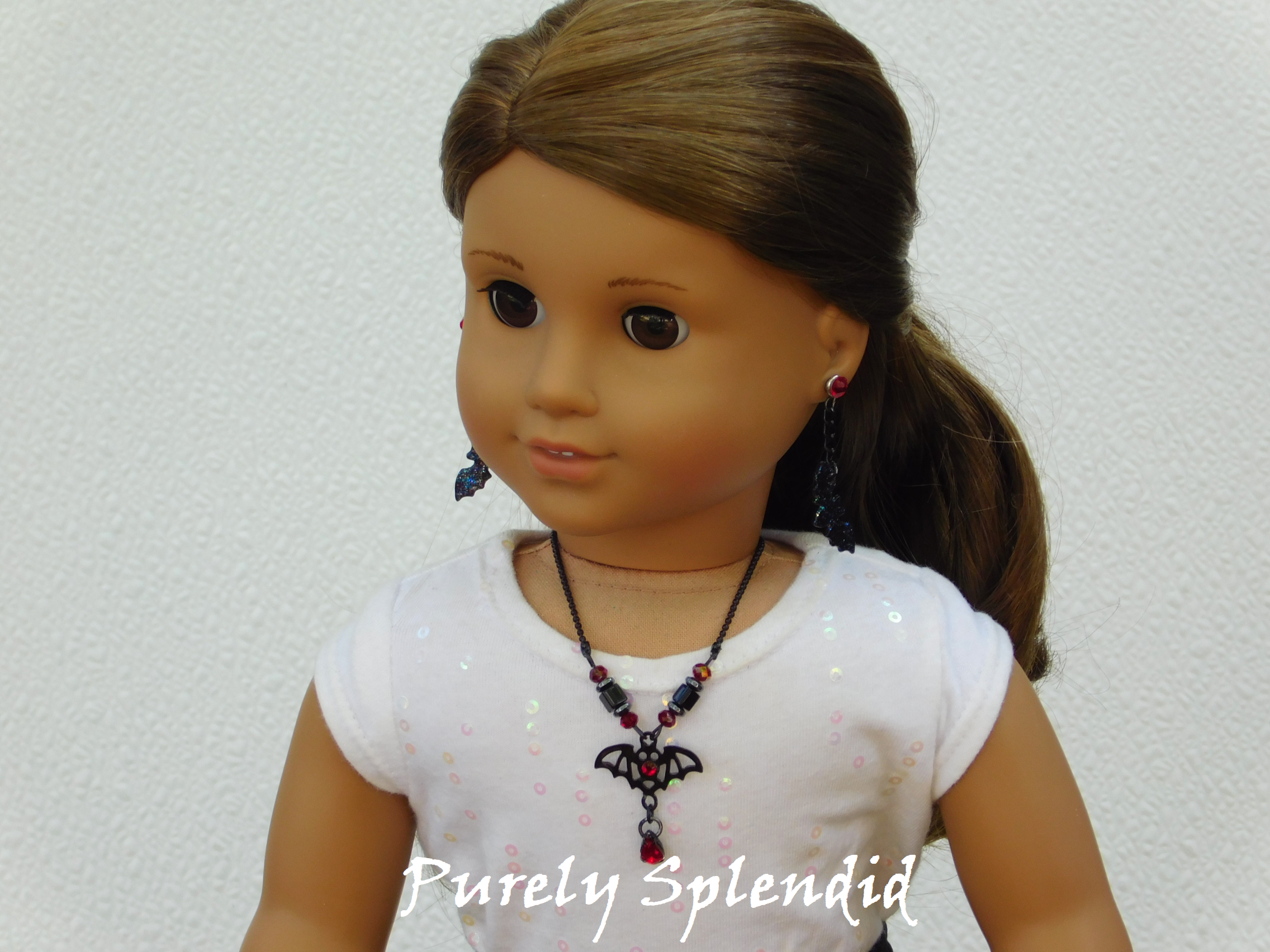 Dangling Sparkling Bat Earrings for dolls