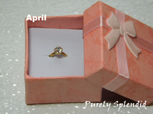 Load image into Gallery viewer, April Birthstone Ring - clear crystal on a gold band
