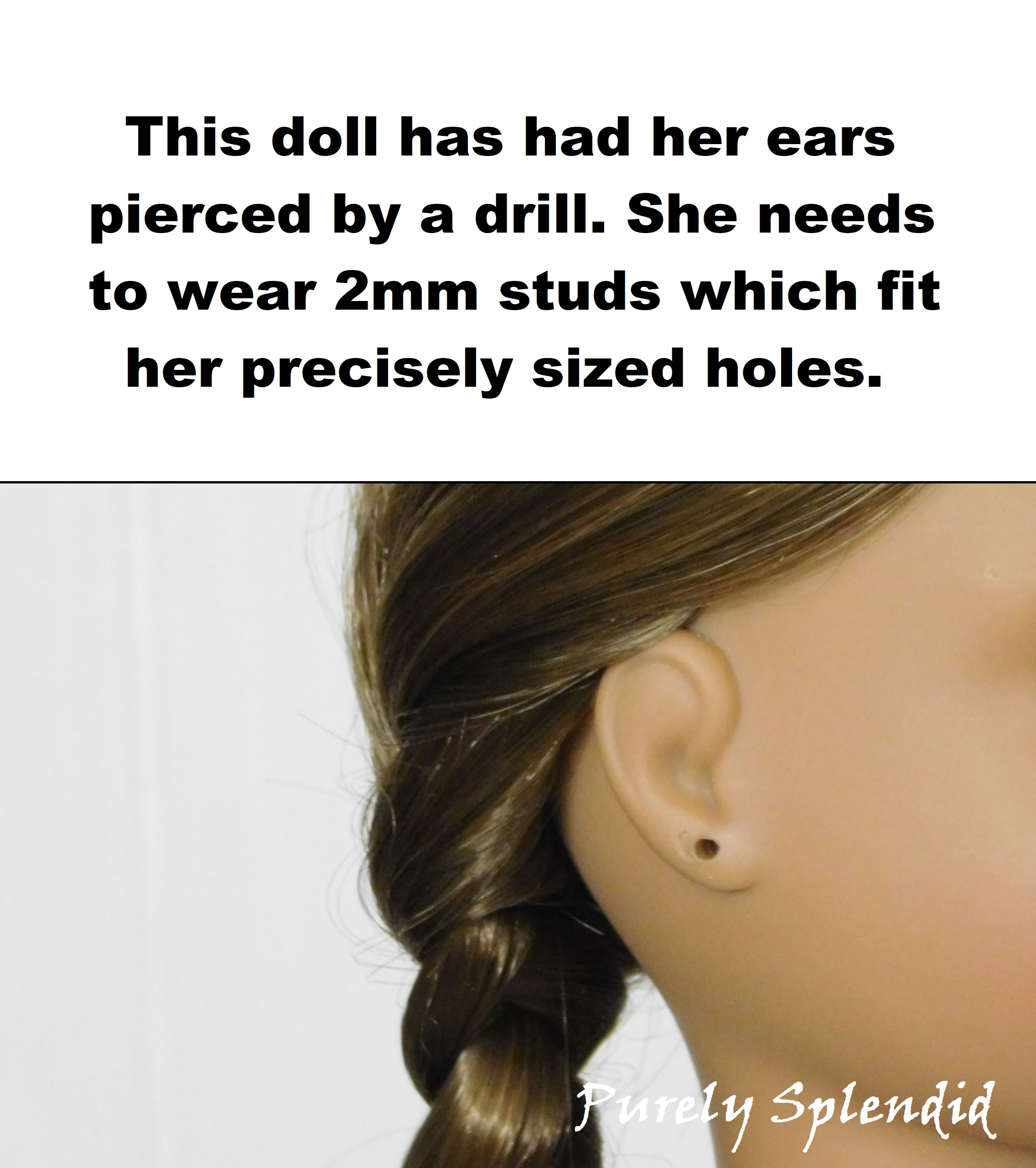 Doll with 2mm sized earring holes