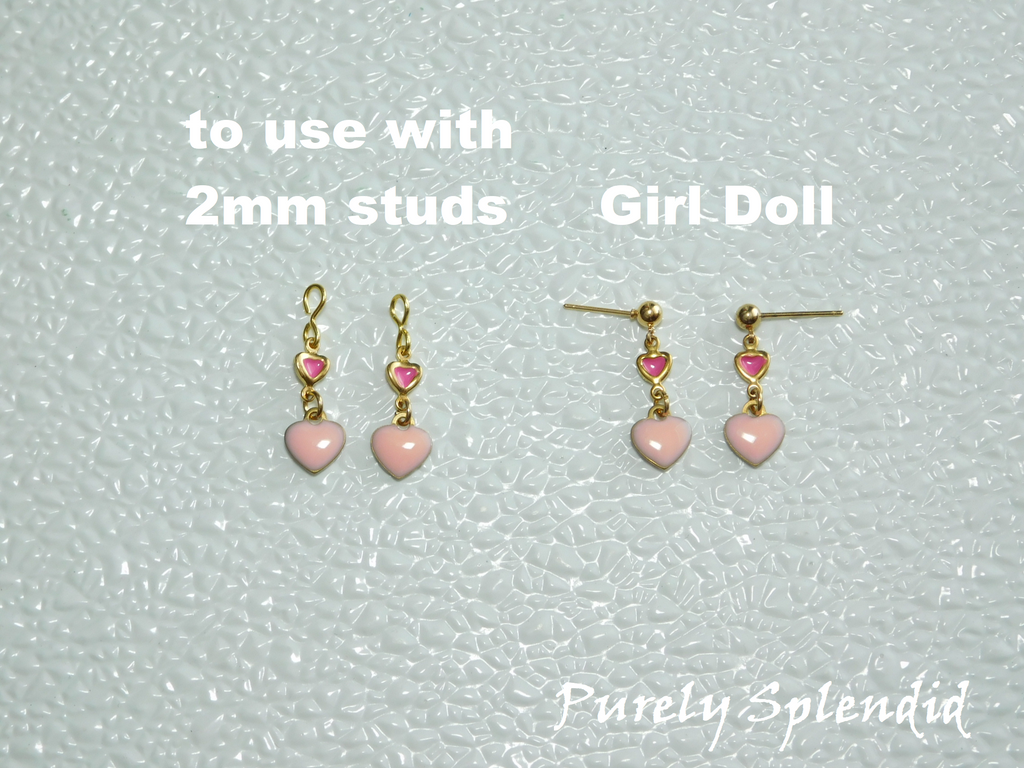 to kinds of earrings shown - to use with 2mm studs and Girl Doll Earrings