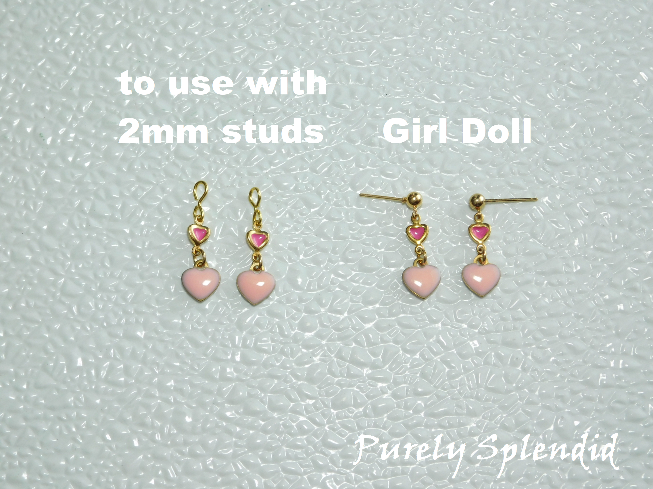 to kinds of earrings shown - to use with 2mm studs and Girl Doll Earrings
