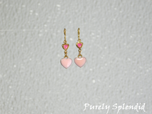 Load image into Gallery viewer, Double Heart Earrings in pink
