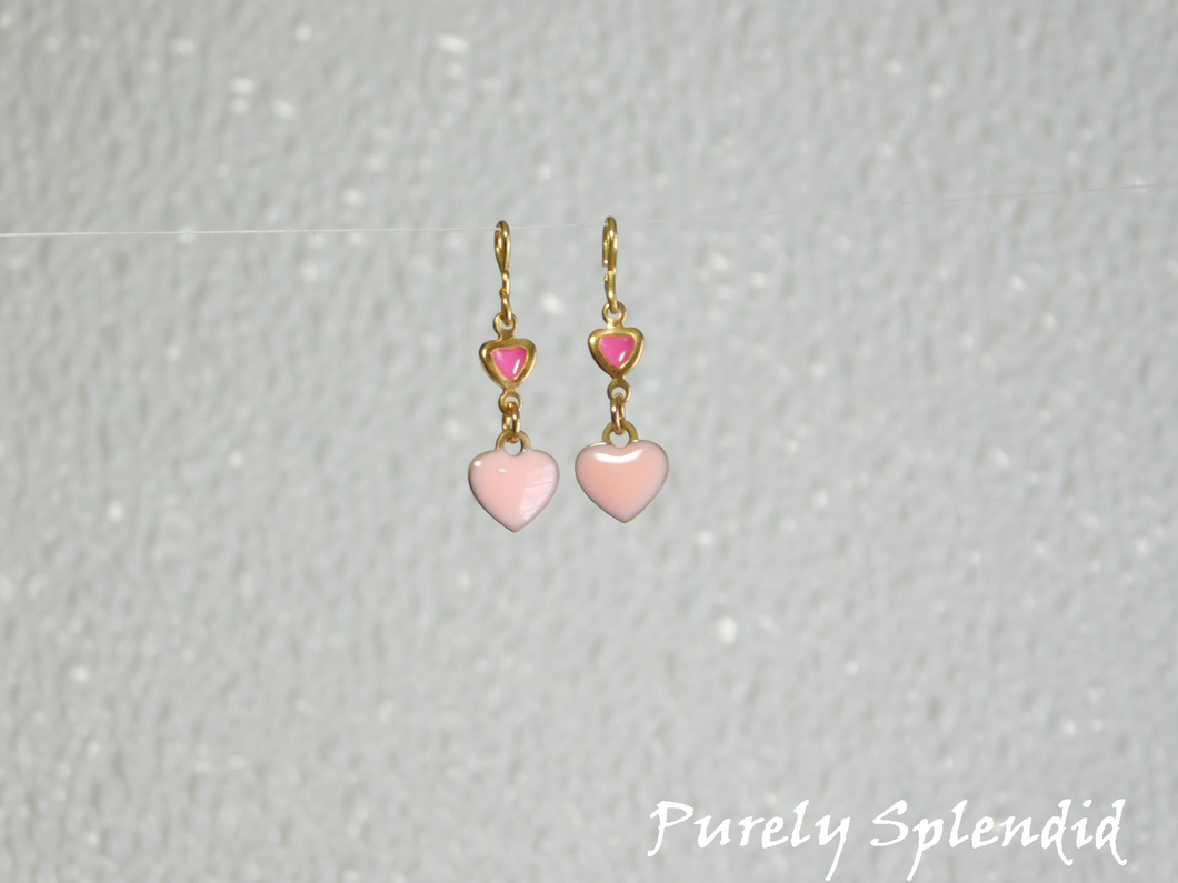 Double Heart Earrings in pink