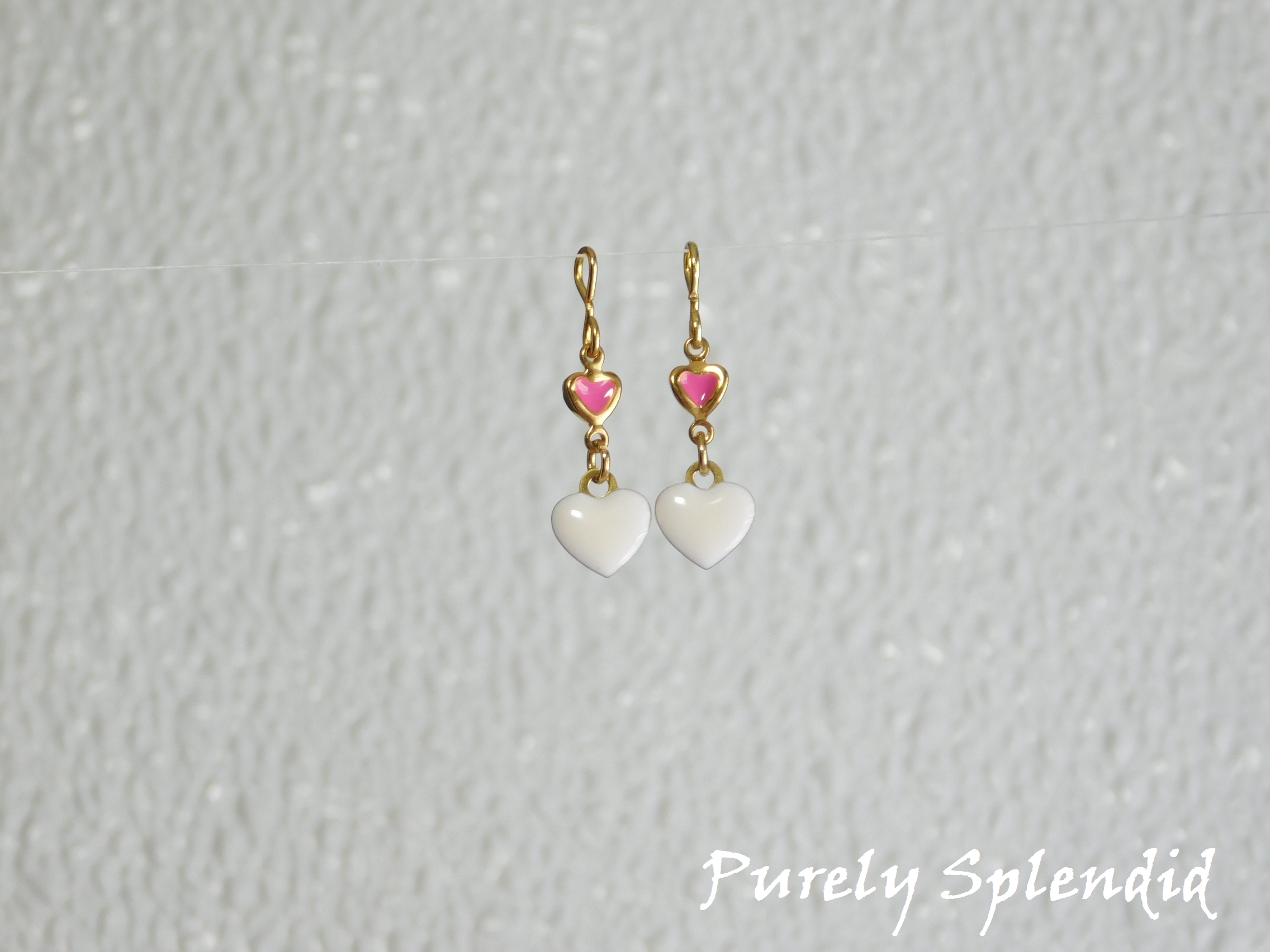 Double Heart Earrings in white
