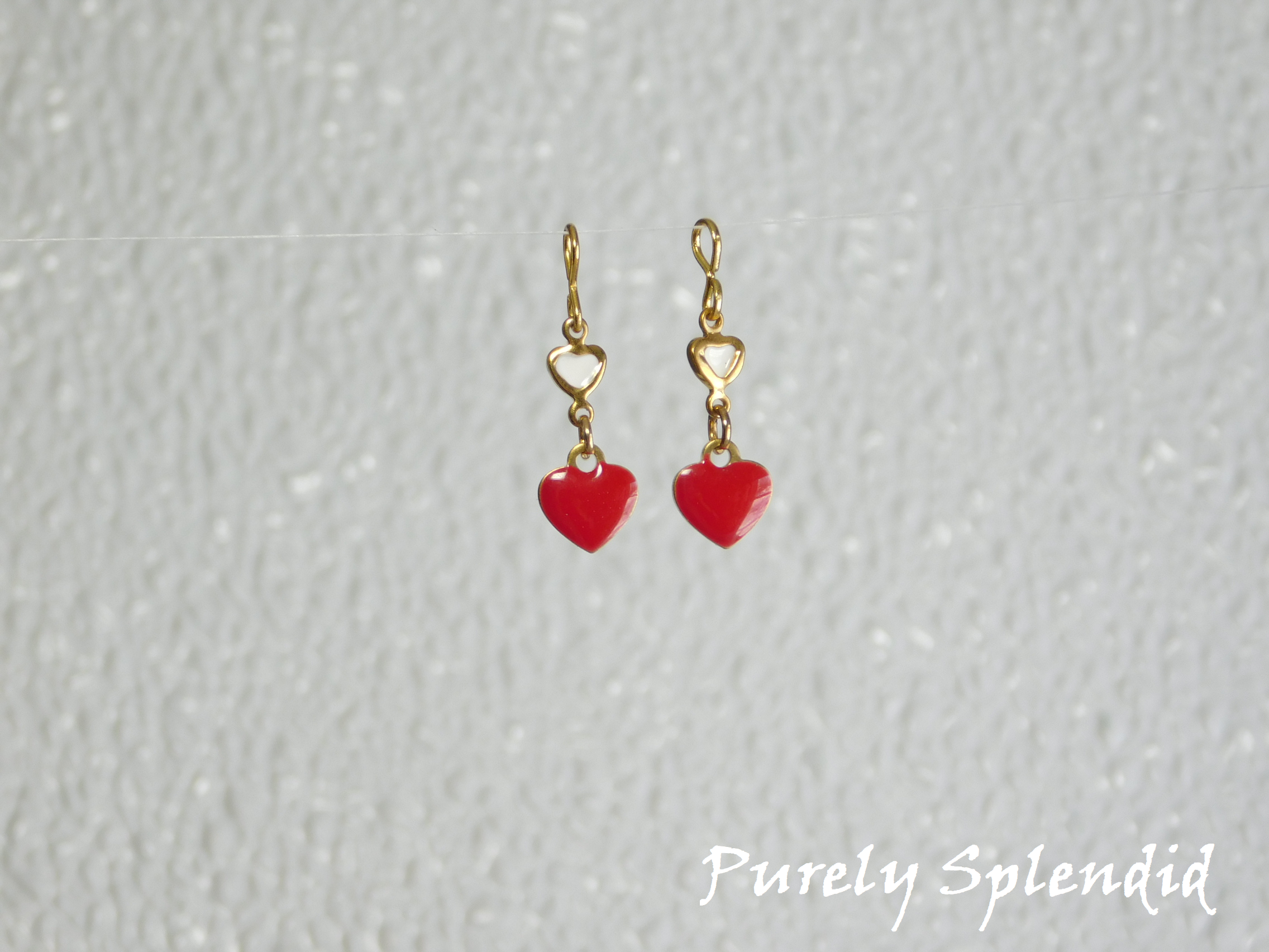 Double Heart Earrings in red