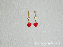 Load image into Gallery viewer, Double Heart Earrings in red
