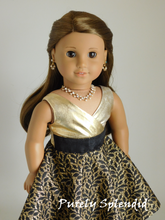 Load image into Gallery viewer, 18 inch doll shown wearing the Elegant Evening Necklace, Earring Dangles and Studs
