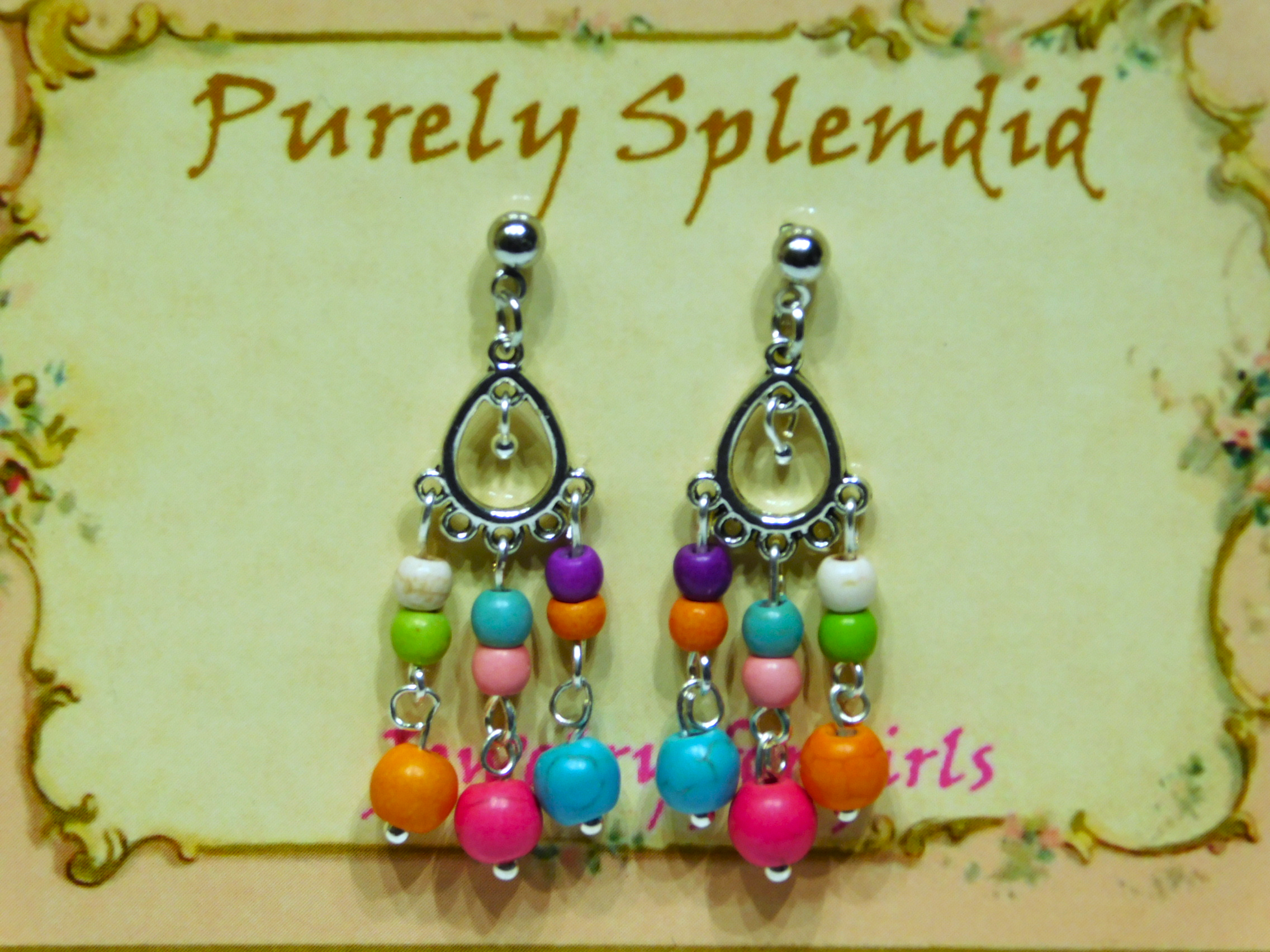 Colorful festive earrings for adults with pierced ears - match your 18 inch girl doll
| American made | Purely Splendid