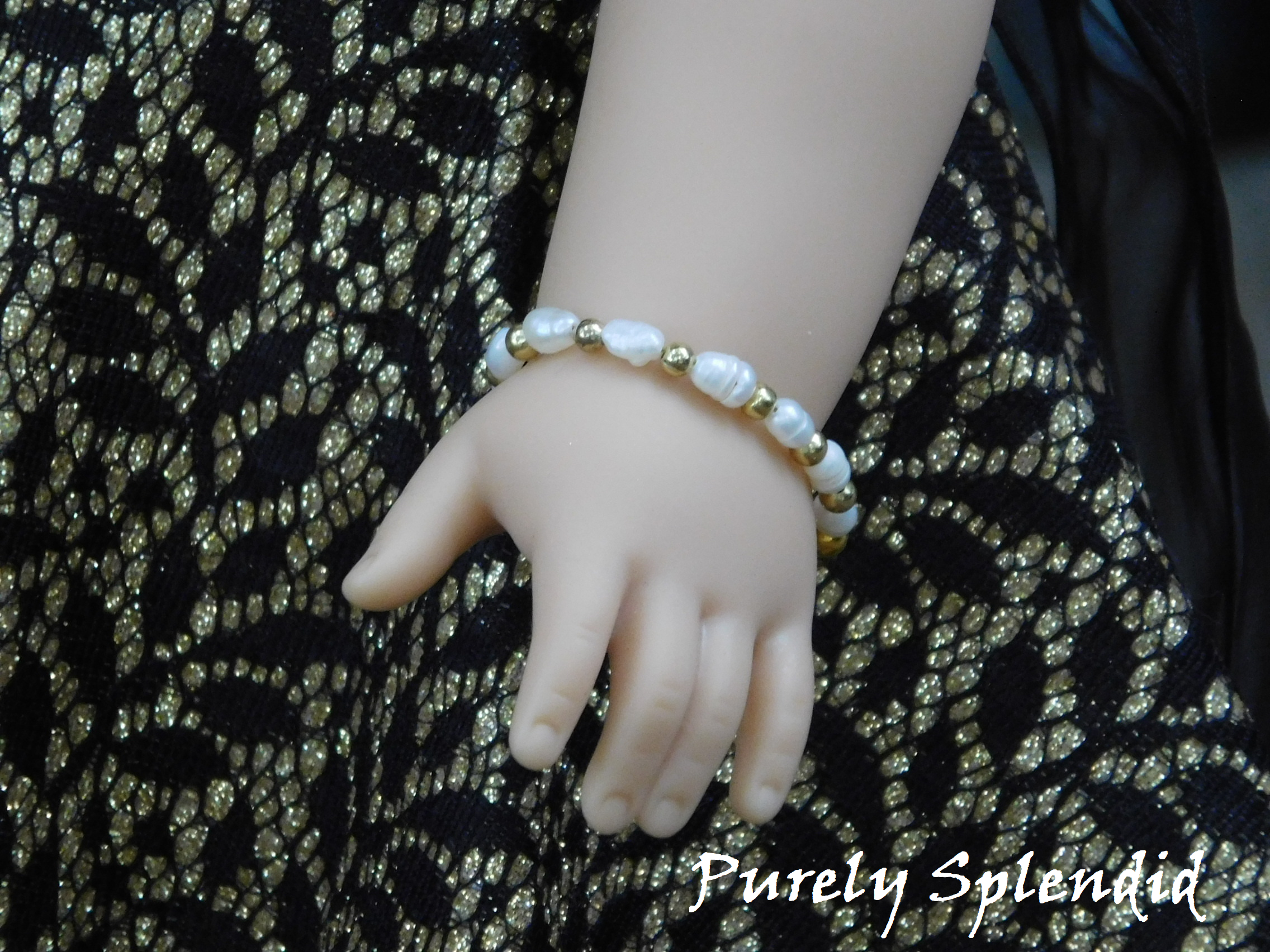 Matching Freshwater Pearl Bracelet shown worn by an 18 inch doll