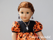 Load image into Gallery viewer, 18 inch doll shown wearing Ghost Necklace and Dangling Spider Earring Dangles
