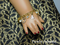 Cubic Zirconia 18KGP Christmas charm bracelet for 18 inch dolls