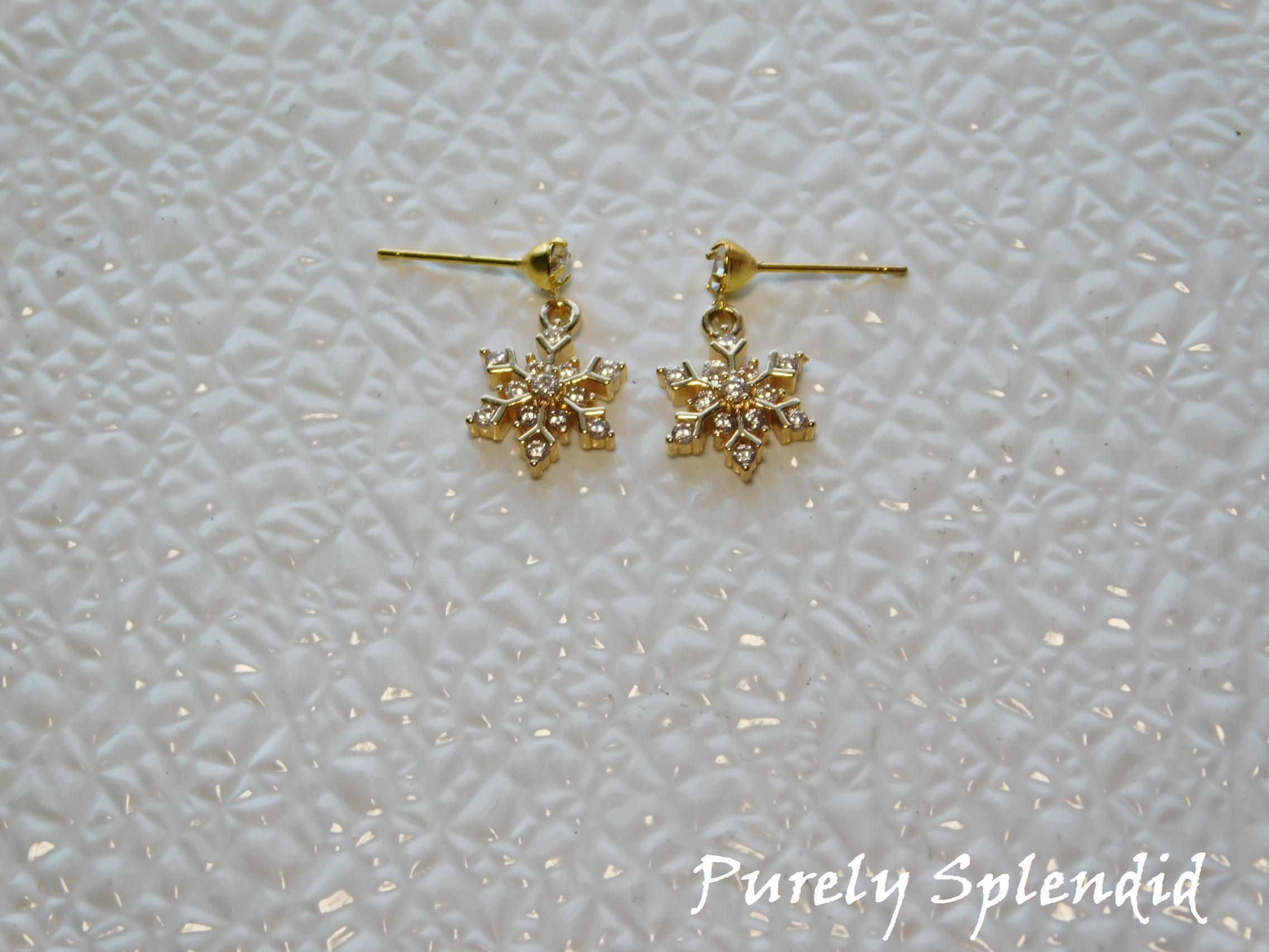 sparkling gold snowflake earrings for dolls who have pin hole earring holes