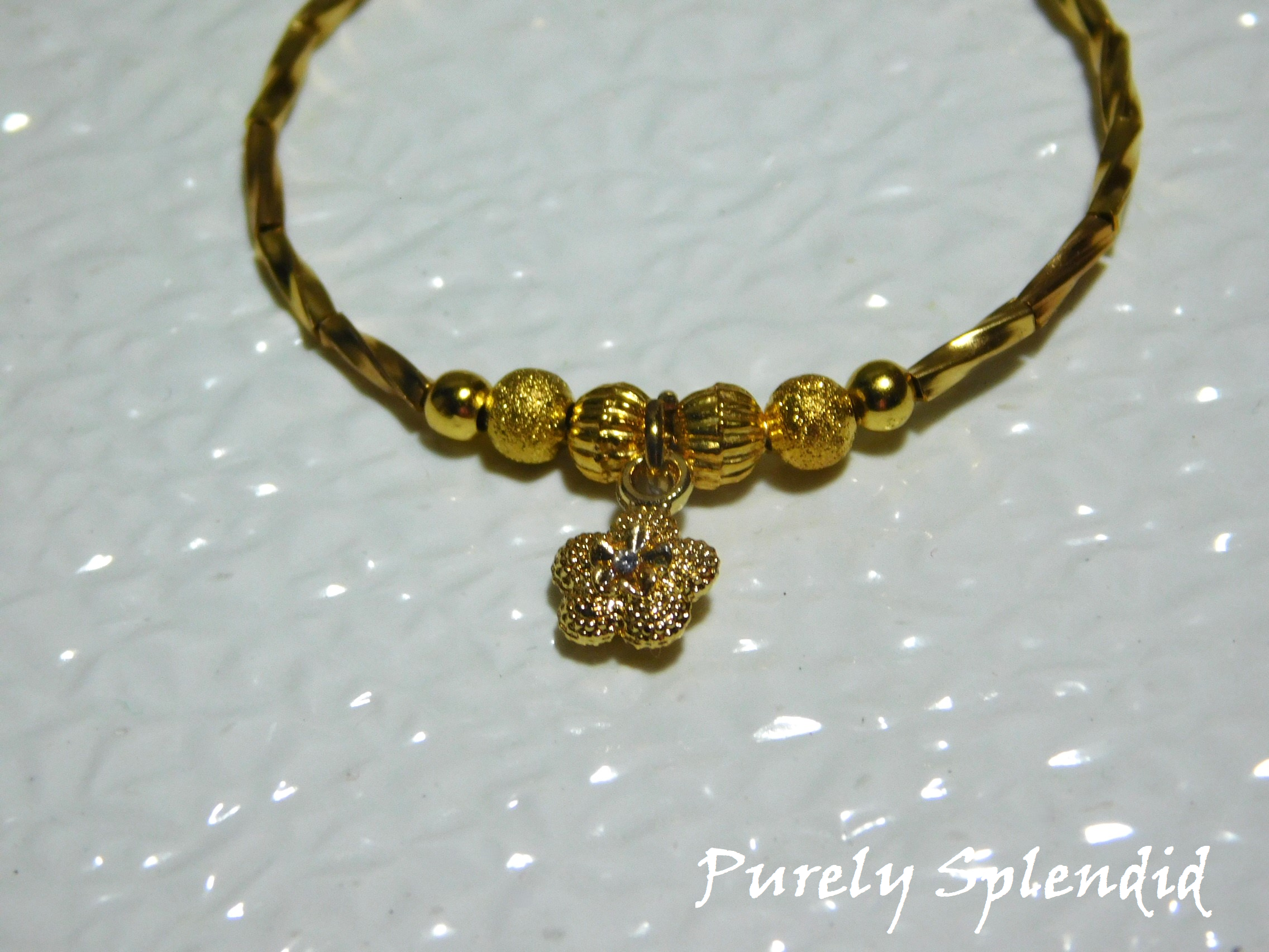 Gold Stacking Bracelet with Flower Charm