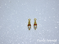 white pearls topped with red sparkle and a gold bead - earrings for dolls who wear 2mm studs
