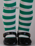 Green and White Striped Tights for 18 inch dolls