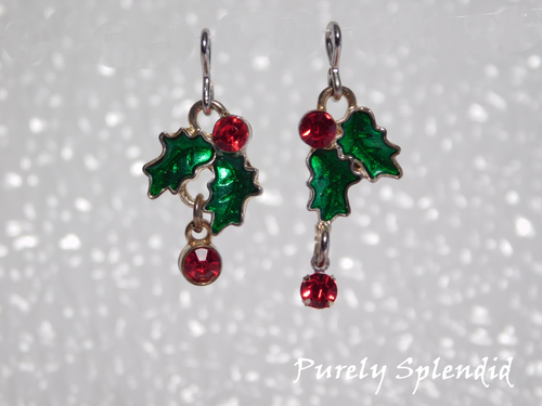 Holly and Berries Earrings for dolls