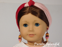 Load image into Gallery viewer, 18 inch doll shown wearing a pair of Ice Cream Cone Earring Dangles
