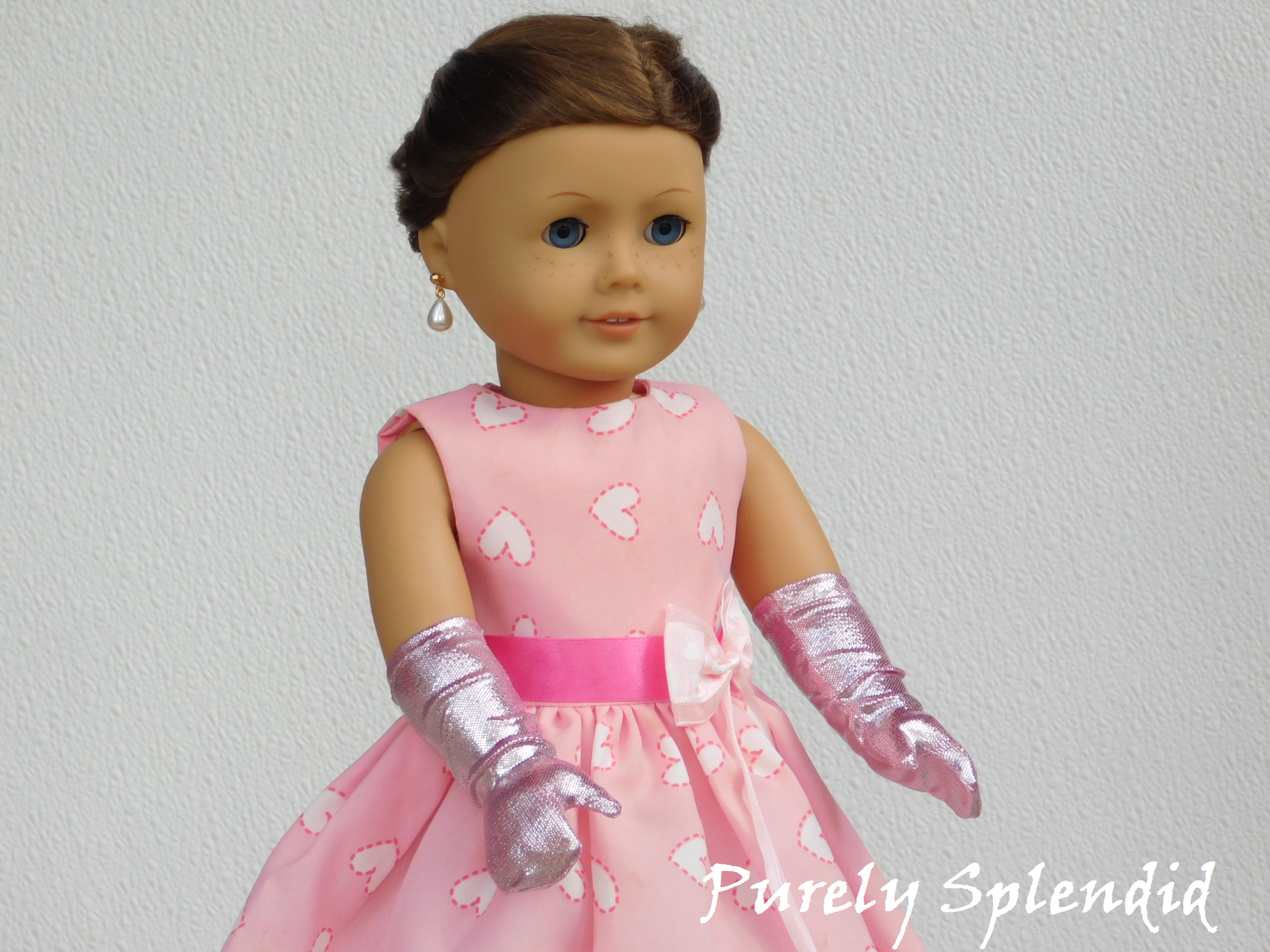 Icy Pink Gloves shown on an 18 inch doll