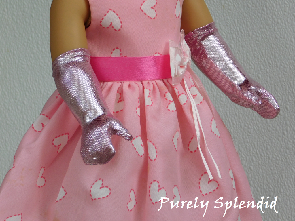 Icy Pink Gloves shown on an 18 inch doll