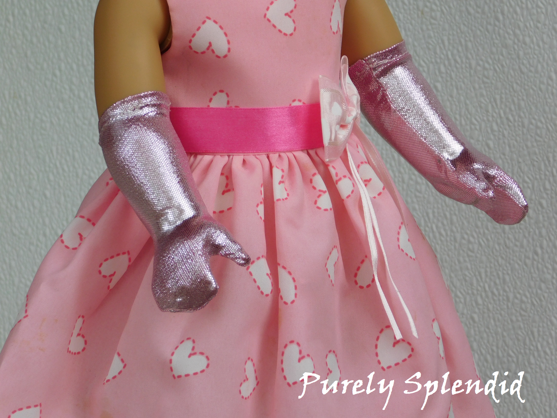 Icy Pink Gloves shown on an 18 inch doll