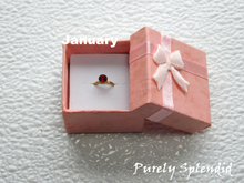 Load image into Gallery viewer, January birthstone ring - garnet colored crystal for 18 inch dolls
