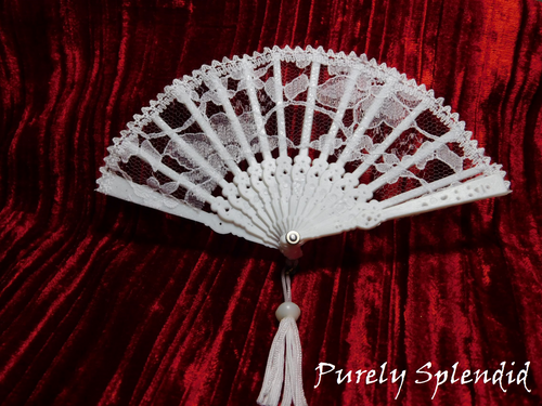 Lacy White Hand Fan 