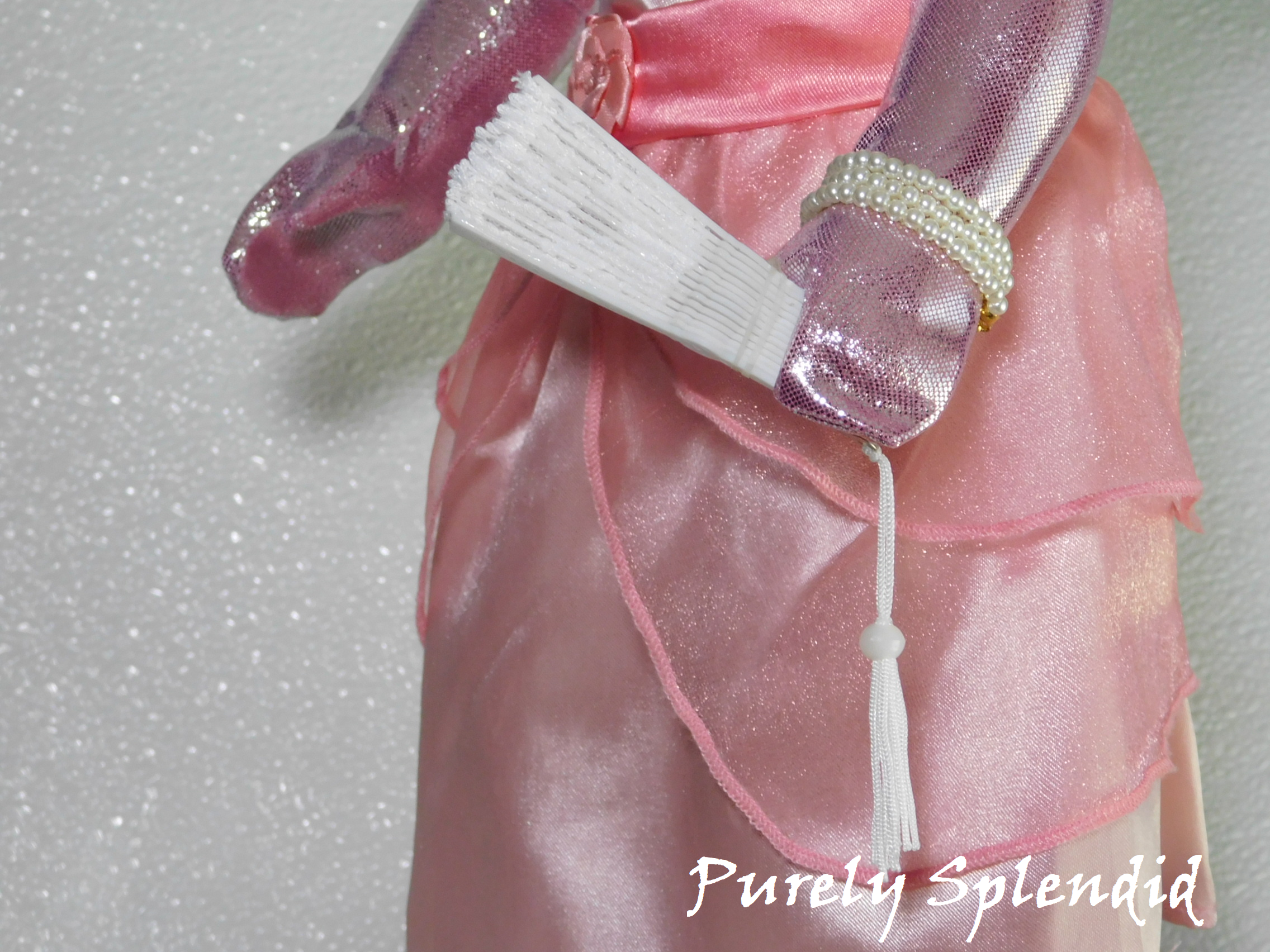 Lacy White Hand Fan folded - shown with an 18 inch doll