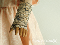 Lacy Beige and Black Fingerless Gloves for 18 inch dolls