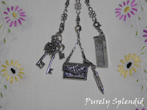 Lady of the House silver chatelaine for 18 inch girl dolls with comb, coin purse, pencil and keys, American made | Purely Splendid
