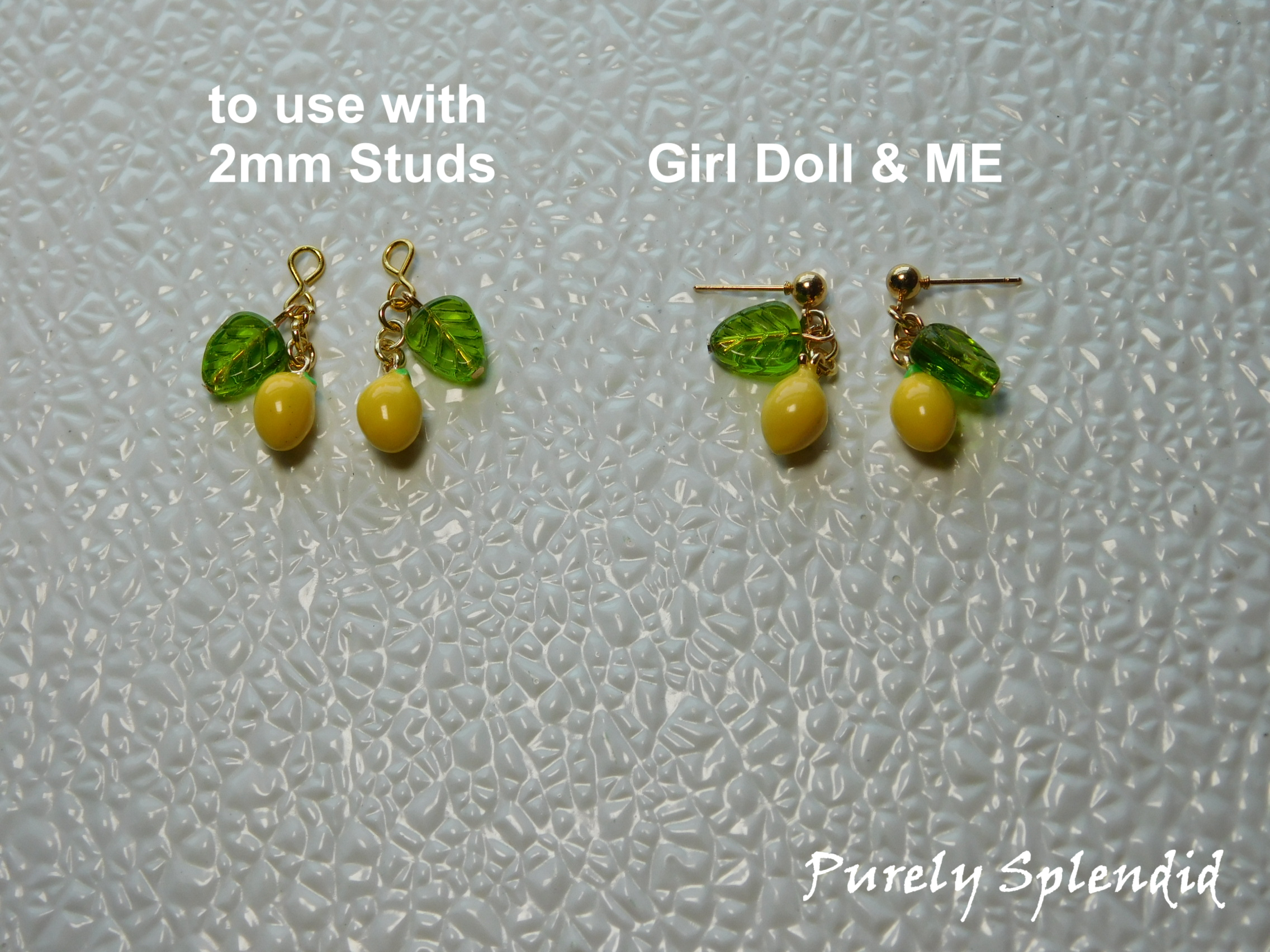two types of earrings - to use with 2mm Studs and Girl Doll & ME