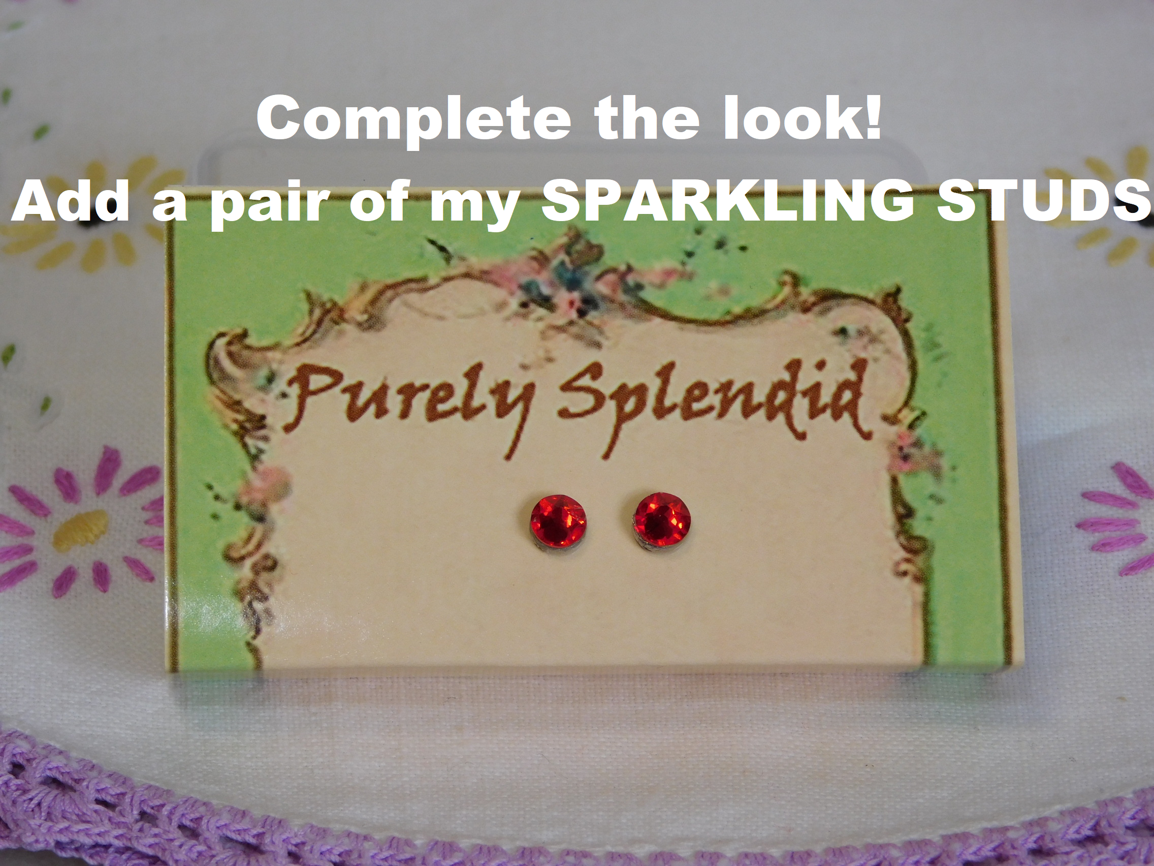 Light Siam Stud Earrings