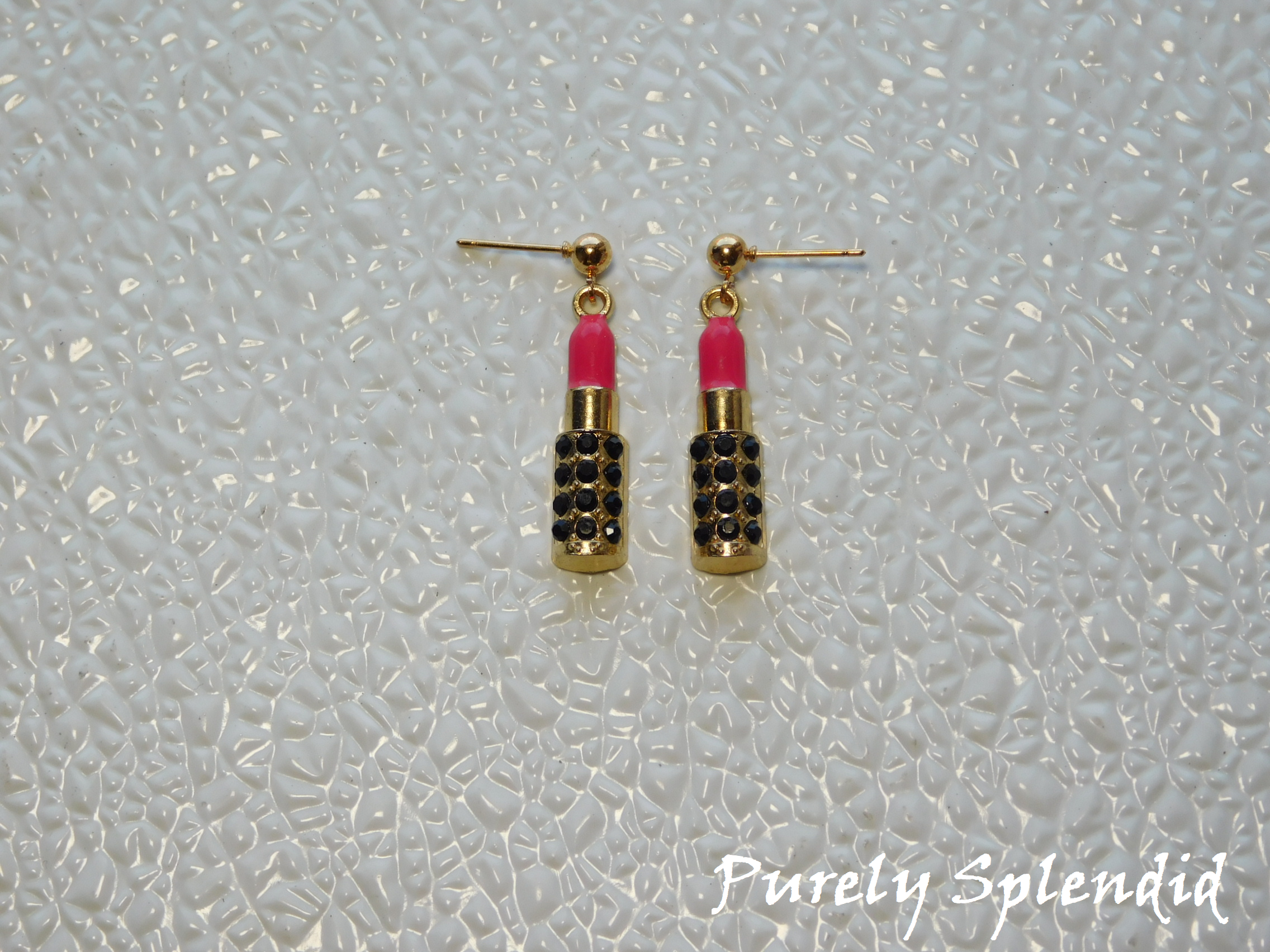 Pink Lipstick Earrings for dolls who have pin holes in their ears