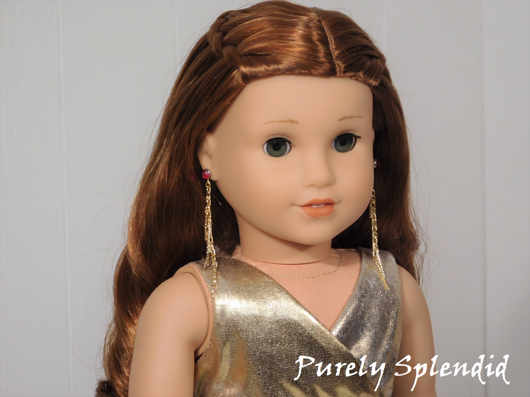 18 inch doll shown wearing Long Fringe Earring Dangles