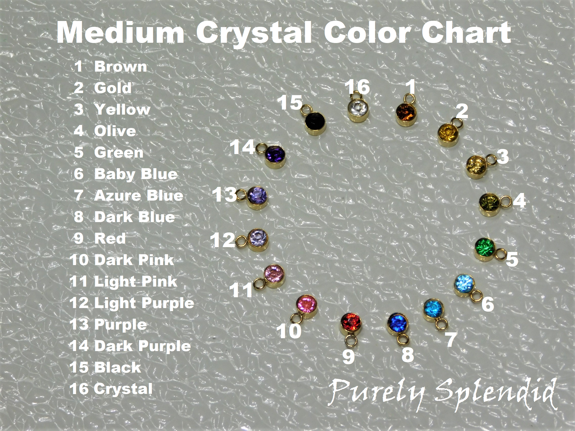 Medium Crystal Color Chart with 16 colors to choose from