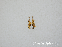 Load image into Gallery viewer, happy gold moon with dangling gold star earring dangles for dolls
