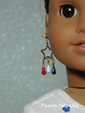 Patriotic Gold Star Earrings for 18 inch girl dolls, real 18KGP star, American made | Purely Splendid
