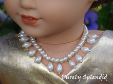 Load image into Gallery viewer, 18 inch doll shown wearing a Pearl Drop Necklace
