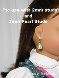 18 inch girl doll wearing pearl drop earrings with 2mm pearl studs - American made doll jewelry | Purely Splendid
