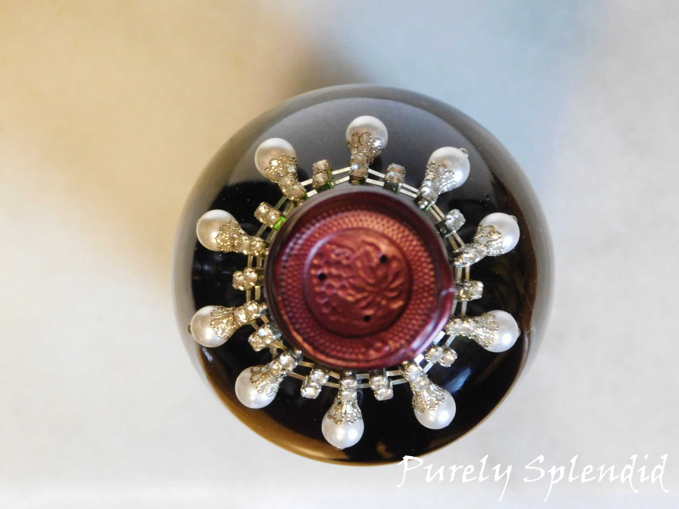 Pearl and Rhinestone Wine Bottle Bling Necklace